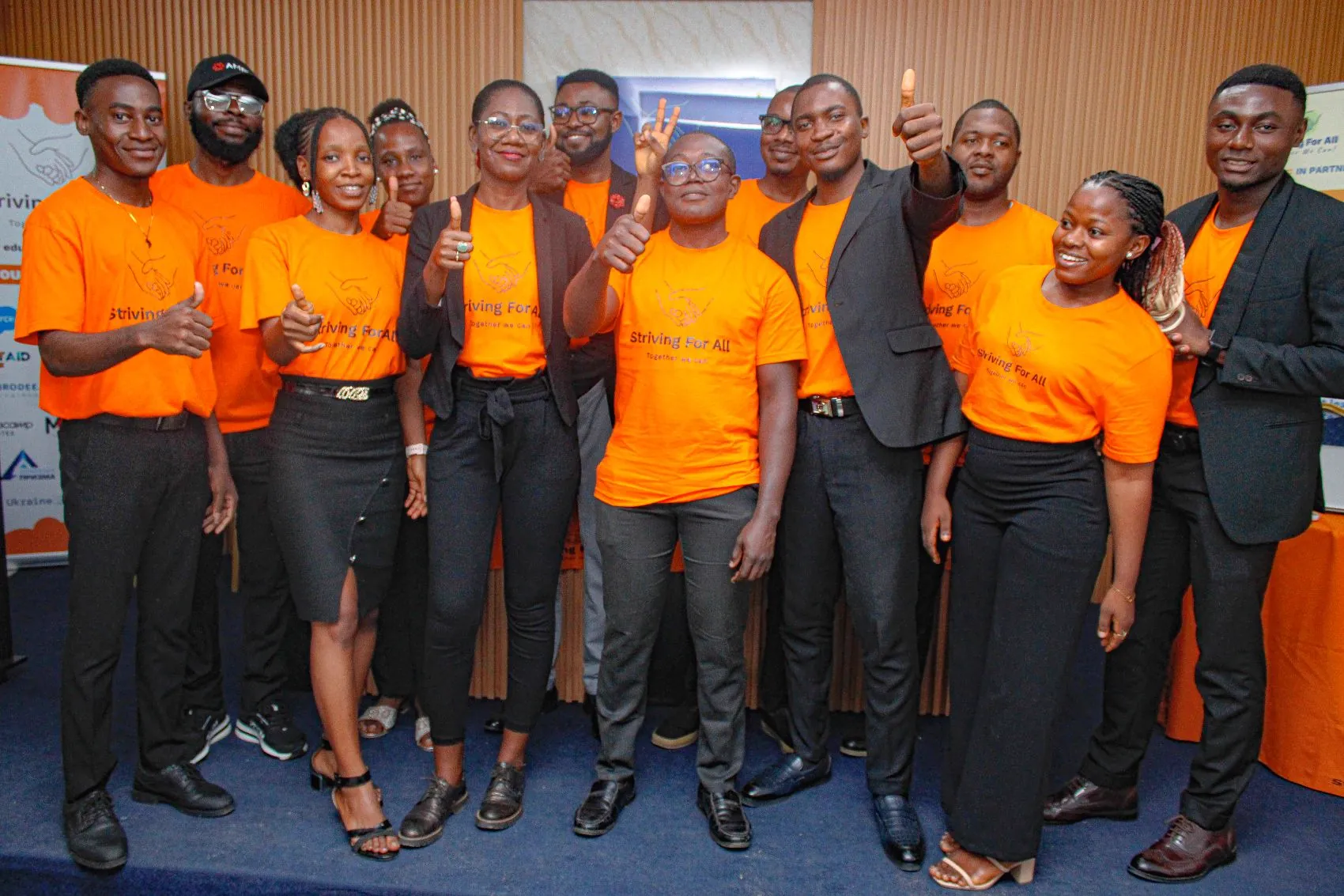 The dedicated Striving For All team celebrates the launch of the 2026 Summer Program at the Thrive Center