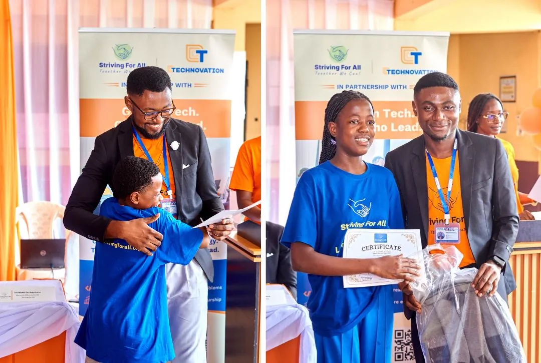 Learners receive their certificates from Thrive Center instructors during the award ceremony
